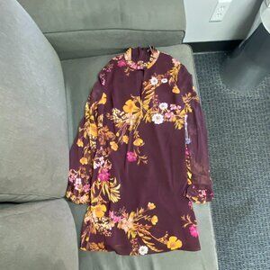 New! Guess Long Sleeve Floral Dress Size M